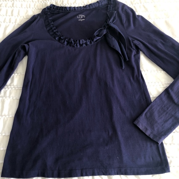 Ann Taylor Loft scoop neck long sleeve top - Picture 2 of 5
